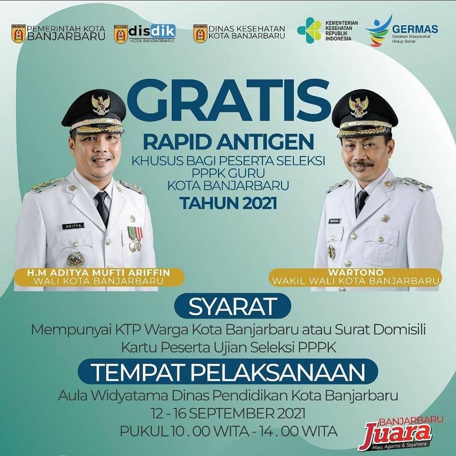 Walikota Banjarbaru Gratiskan Swab Antigen Bagi Peserta CPNS dan P3K