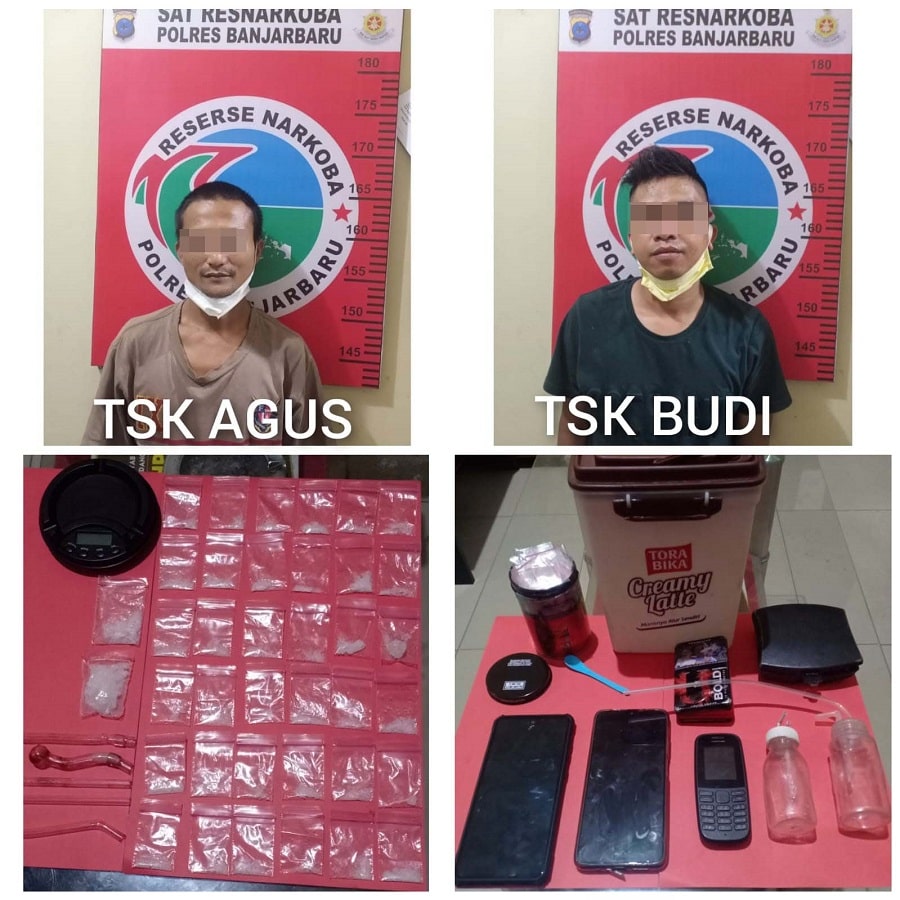 Miliki 38 Paket Sabu, Agus dan Budi Diringkus Satresnarkoba Polres Banjarbaru