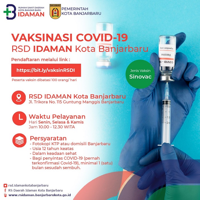 Mau Vaksin di RSDI Banjarbaru Begini Syaratnya